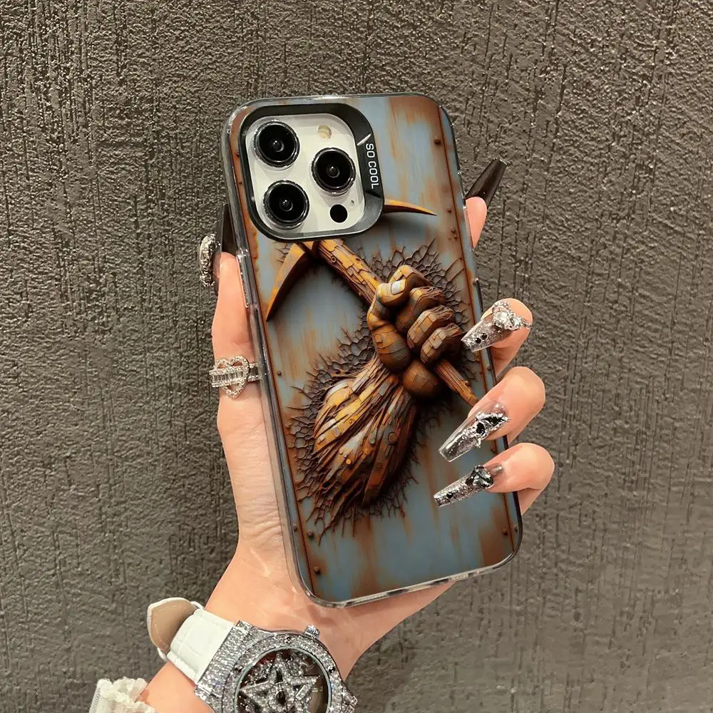 

Holding an axe case for iPhone 16 15 14 13 12 11 Pro/ Max/Plus shock-proof rear cover anti-fingerprint