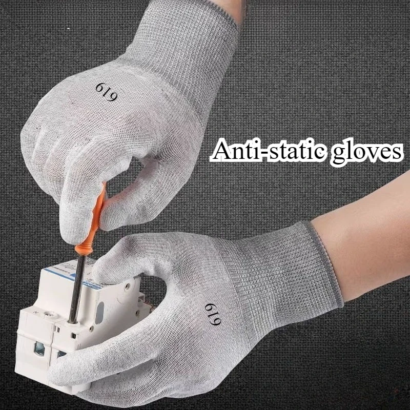 

12pair Breathable Anti-static Flexible and Comfortable Anti-slip Carbon Fiber Gloves Thin Style Work Gloves Security Protection
