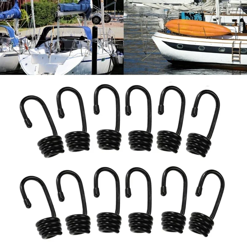 Pack Of 12 Plastic Coated Spirals Hooks For Shock Cord And Elastic Rope Marine Kayaks Deck Boat Luggage Tie Down DIYer