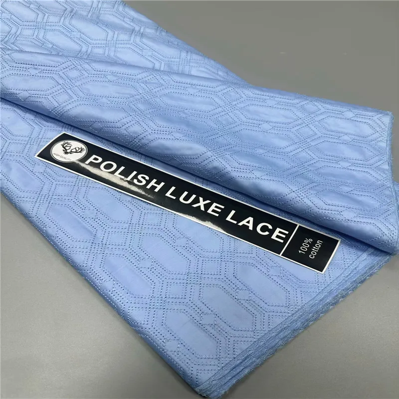 

5 ярдов, нигерийская 100% хлопок, польская атласная ткань для вышивки, высококачественная швейцарская вуаль, кружевной материал для мужчин, стиль Дубая 10L150902