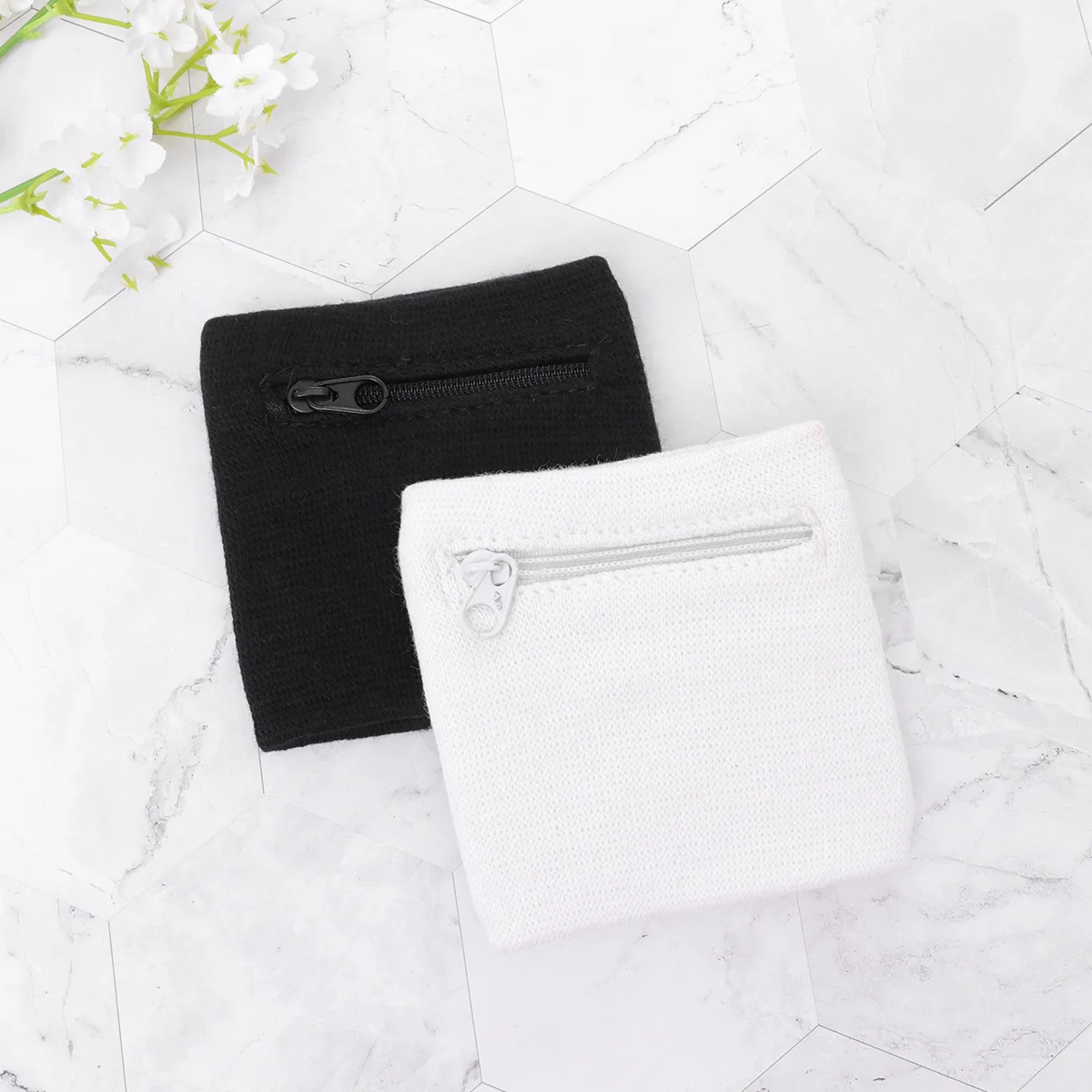 4Pcs Premium Cotton Sports Wristband Zipper Pocket Keys Coins Storage Running Cycling Hiking Sweatband Sports Wristband - Image 2