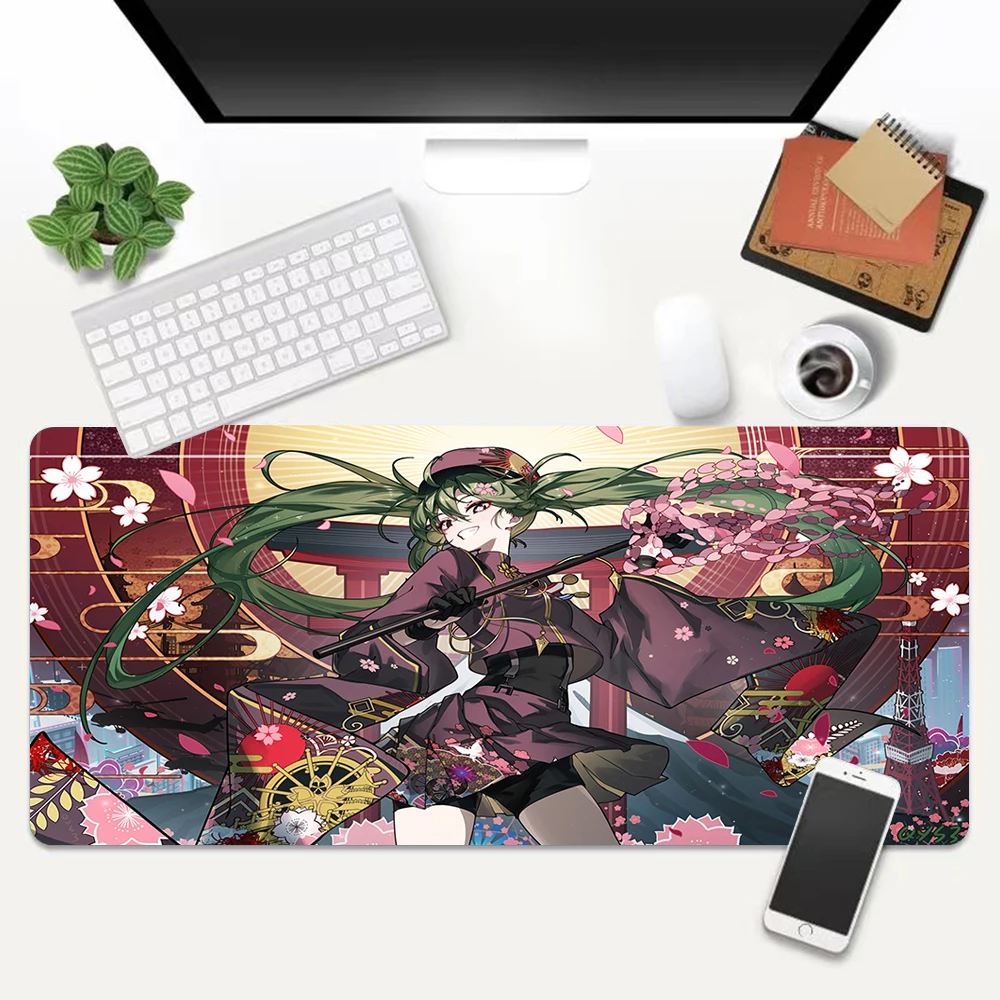 VOCALOID Miku Large Mouse Pad PC Computer Game MousePads Desk Keyboard Mats Office Rubber Anti-slip Mouse Mat 40x90 30x80 CM