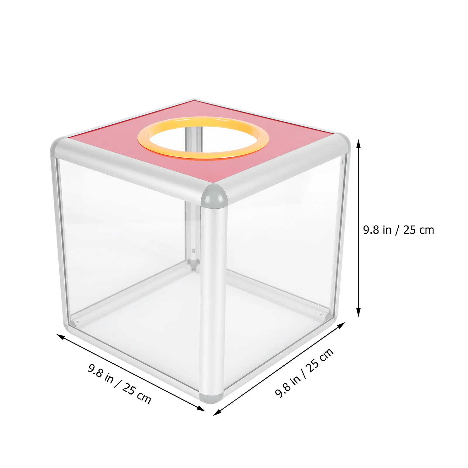 

Transparent Aluminum Alloy Draw Box Lockable Storage Container For Fundraising Votes Party Lottery Suggestion Mailbox Donation