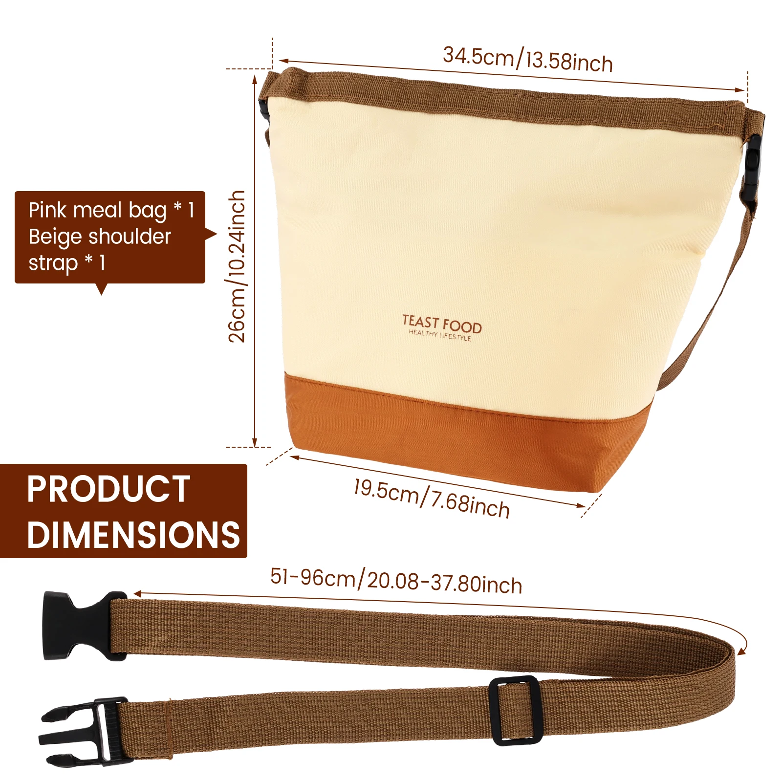 Foldable Large Capacity Picnic Lunch Bag Waterproof with Adjustable Strap Quality Oxford Cloth Portable Hand-Held Lunch Box Bag