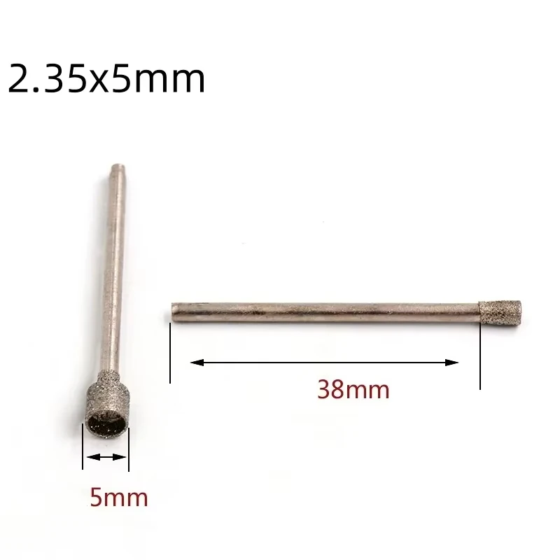 Dia0.8-5mm Hollow Cup Shape Diamond Burr Concave Burr Needle Polishing Abrasive 2.35mm Shank Stone Carving Bits for Rotary Tools