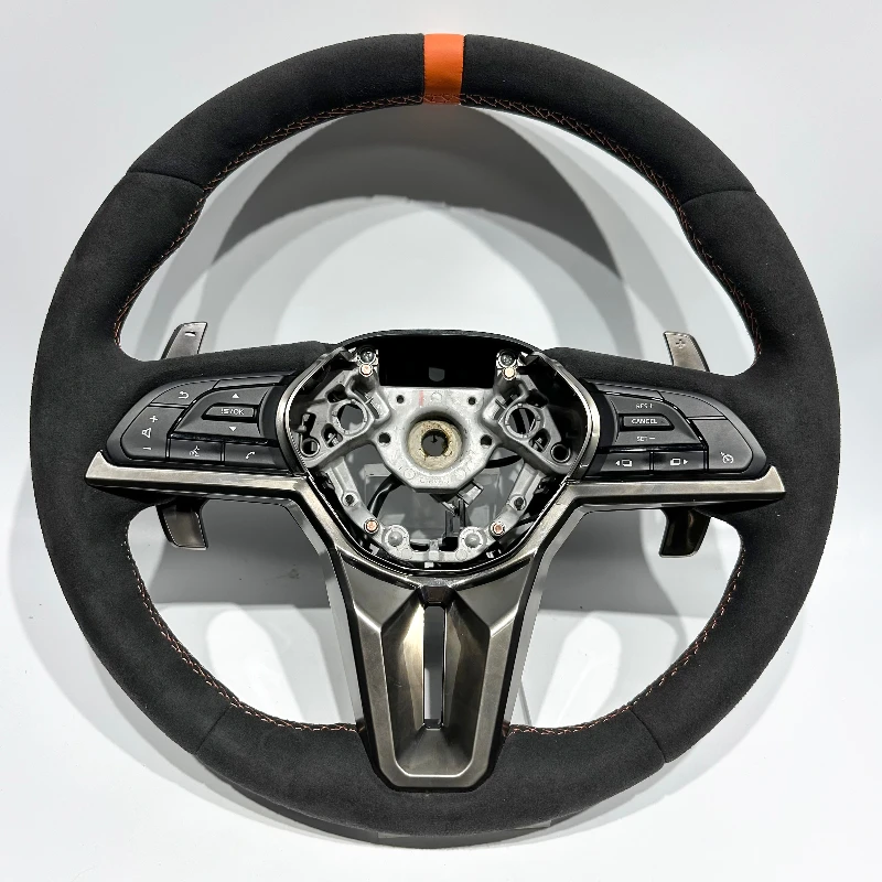 Supports conversion from old to new model customizable all black with orange center line, suitable for GTR R35 Steering wheel