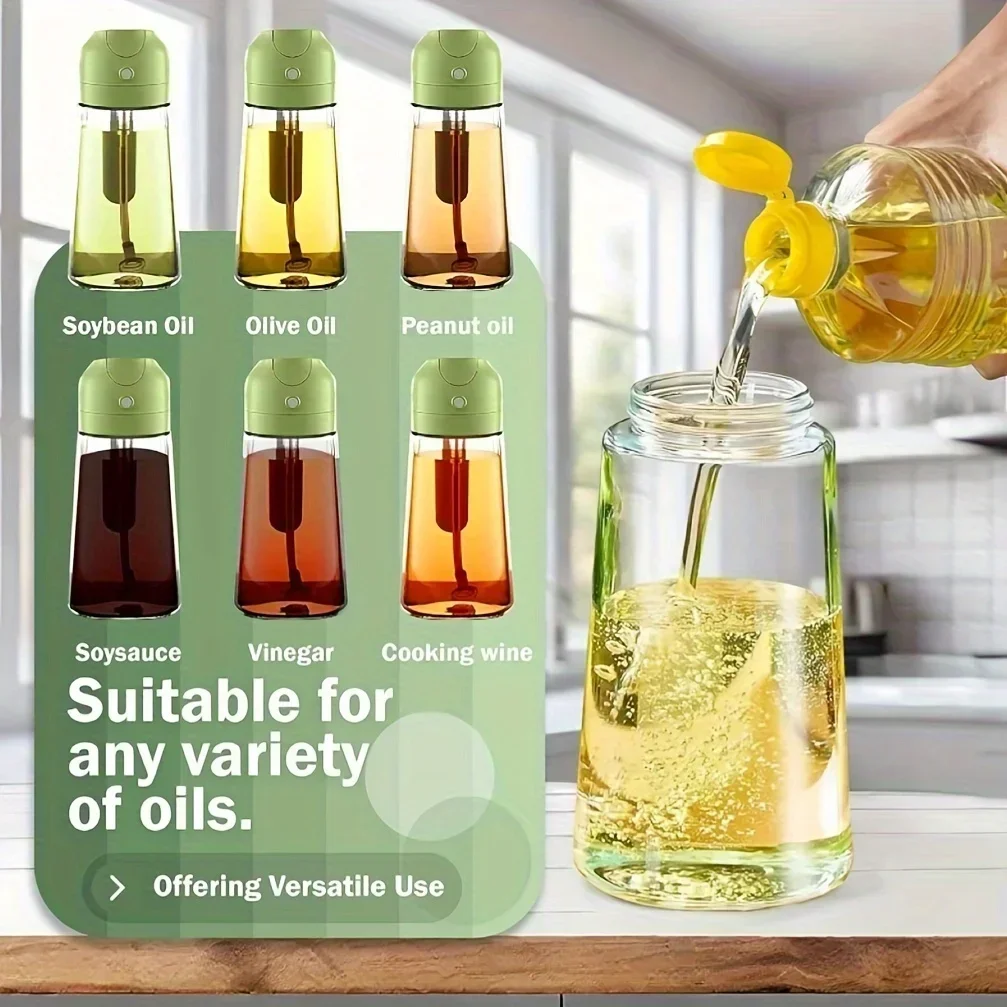 Spray Oil Spray Glasbehälter Olivenöl Gewürzdosen Spender 500 ml Küche Speiseöl Spender Verdampfer Menage für Camping – Detail 3