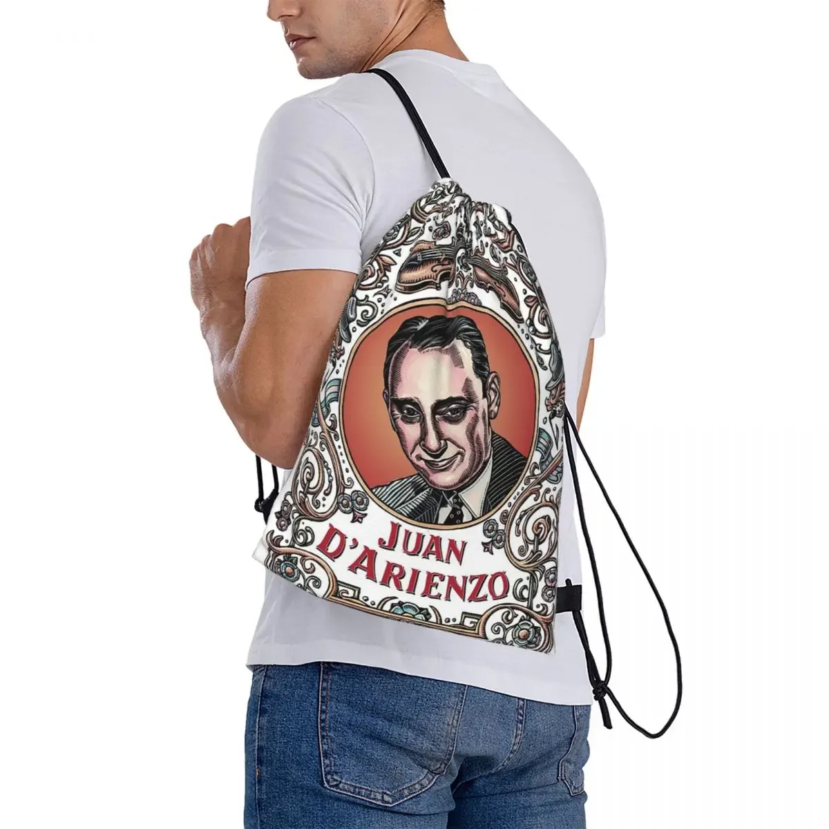 Juan D'Arienzo-mochilas con cordón para hombre y mujer, bolsa deportiva con bolsillo, portátil e informal, para la escuela