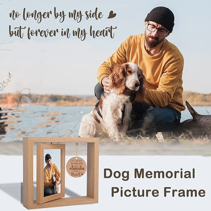 

Solid Wood Photo Frame Frame, Rotatable Desktop Ornament, Pet Commemorative Photo Frame, Home Decoration, Room Ornament