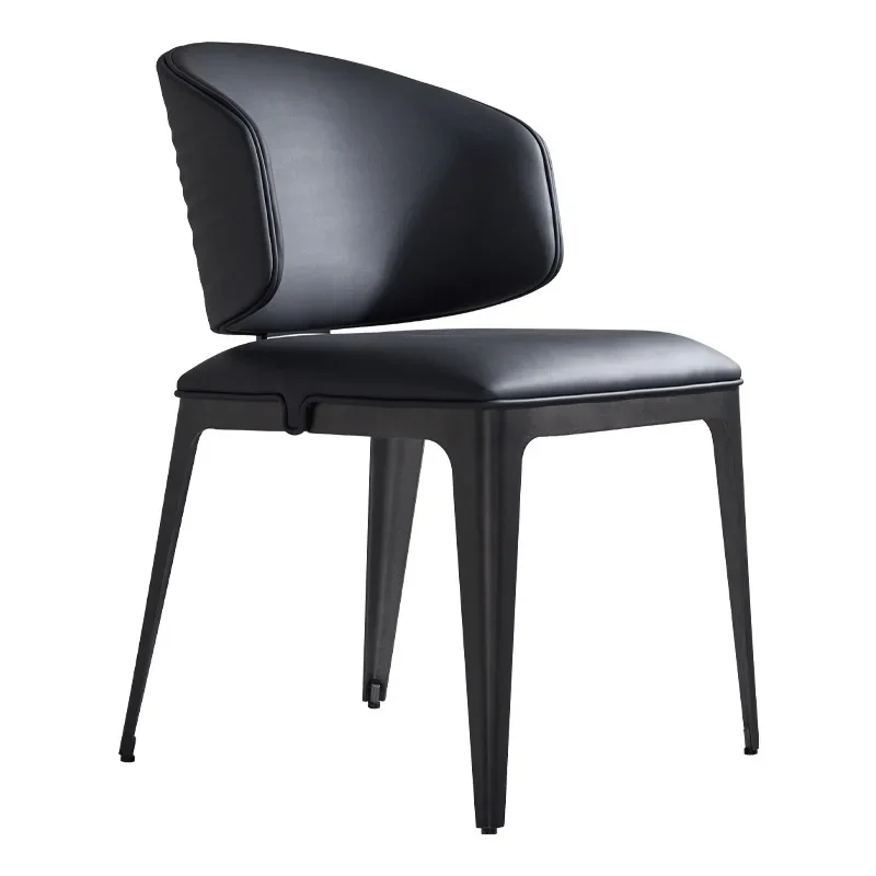 

Italy, light luxury, stainless steel corrugated dining chair, large flat floor, villa, backrest luxury stone dining chair