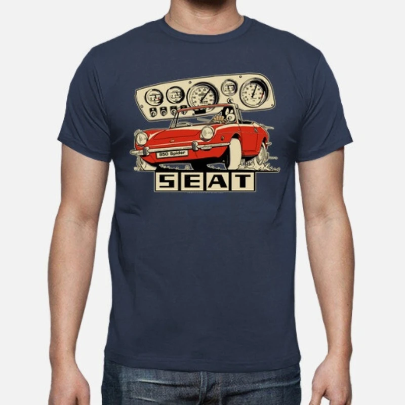 Hot Sale Vintage Classic Spain S E A T 850 Spider Sport Car T Shirt. New 100% Cotton Short Sleeve O-Neck T-shirt Casual Mens Top