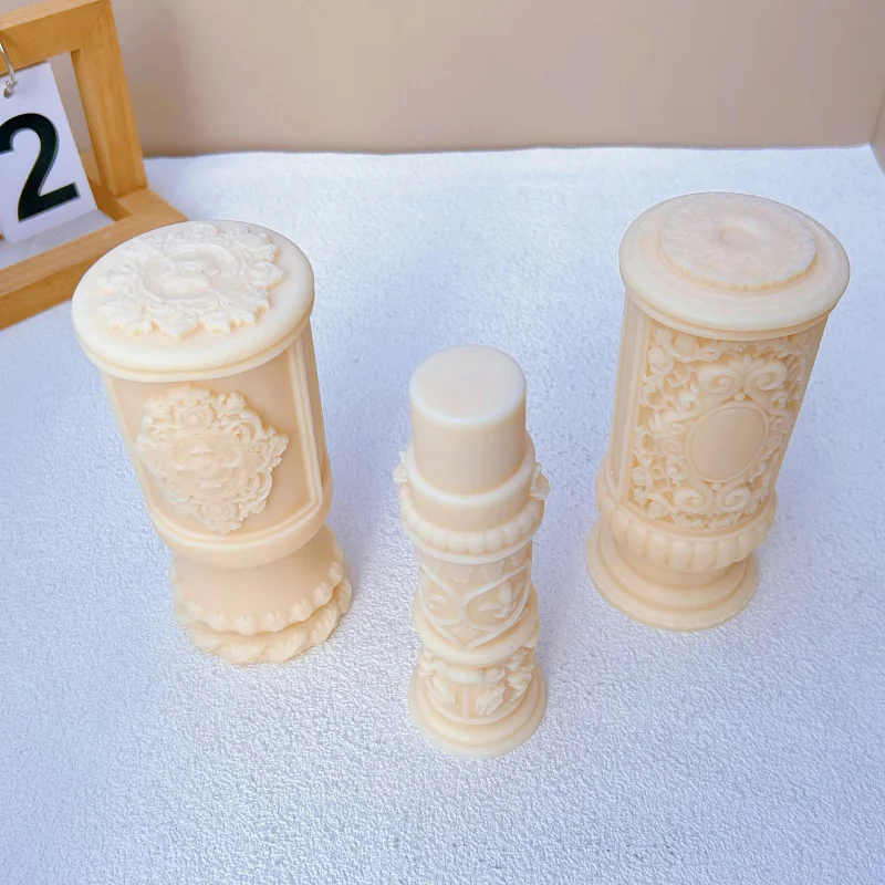 Cross-Border Hot Roman Column Candle Silicone Mold round Columns Silicone Mold Cake Chocolate Baking Tool