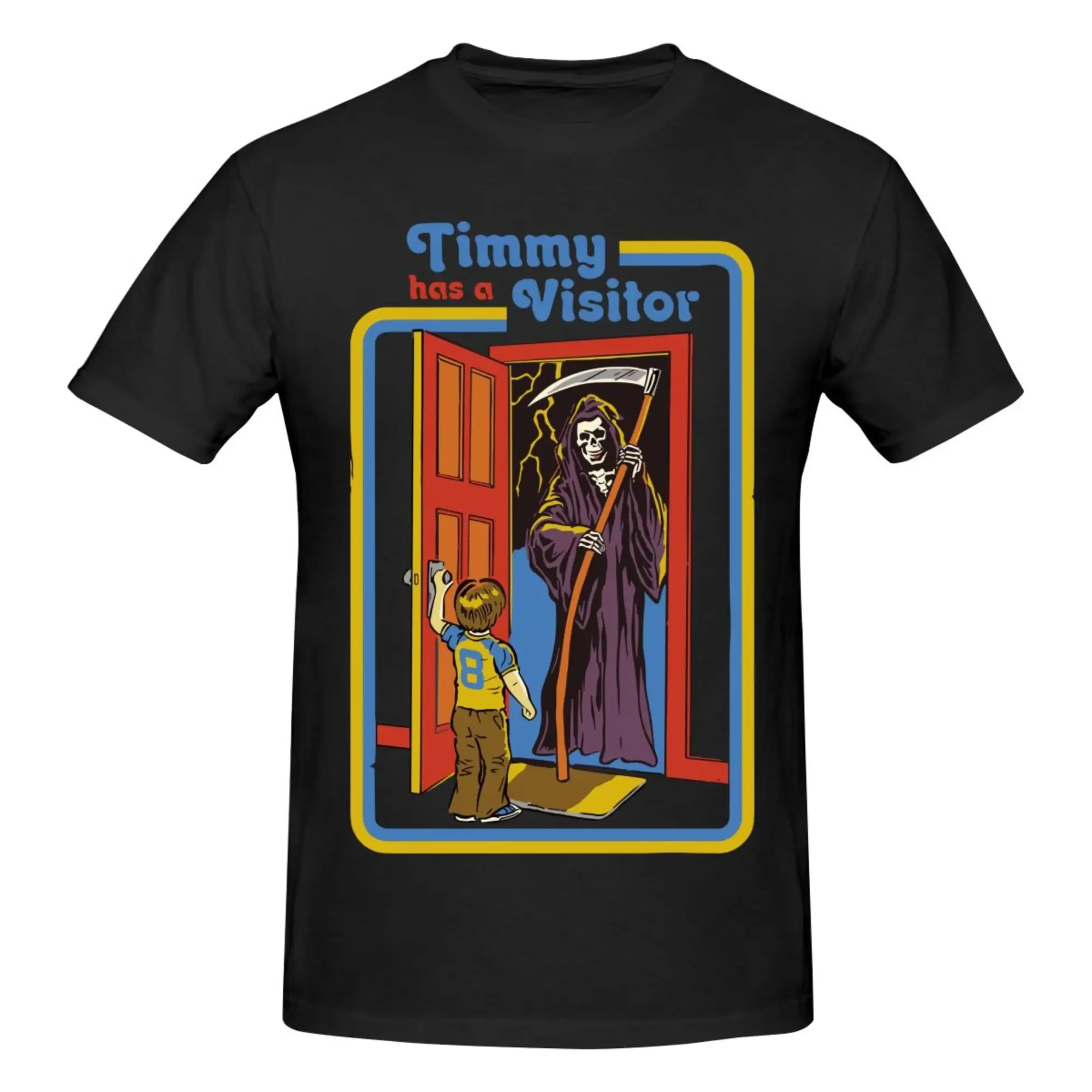 Steven Rhodes Timmy Has A Visitor Grim Reaper Art T Shirt Small Black EUC