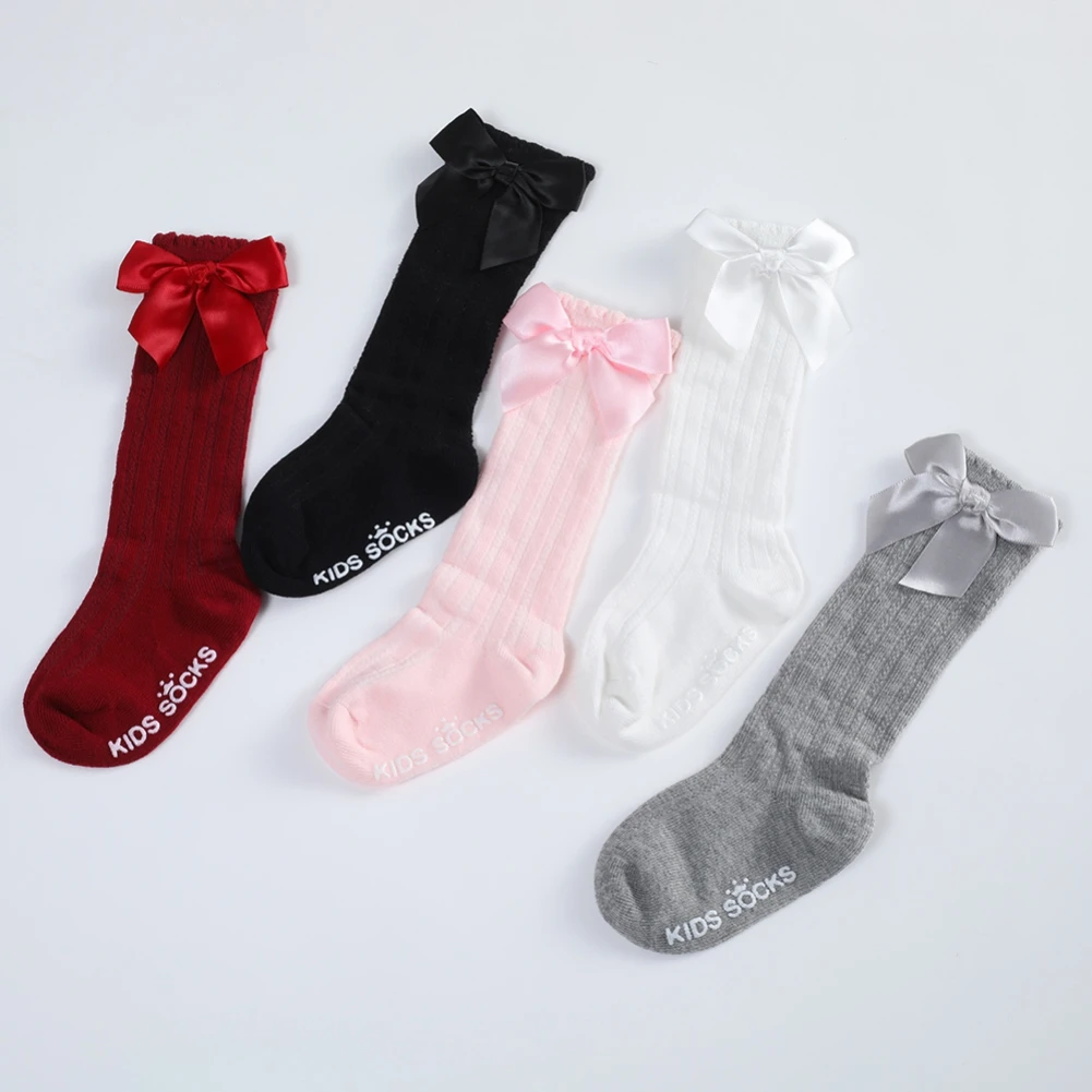 

Newborn Baby Kids Bowknot Cute Socks Toddlers Girls Sock Big Bow Knee High Long Soft Cotton Lace Baby Socks