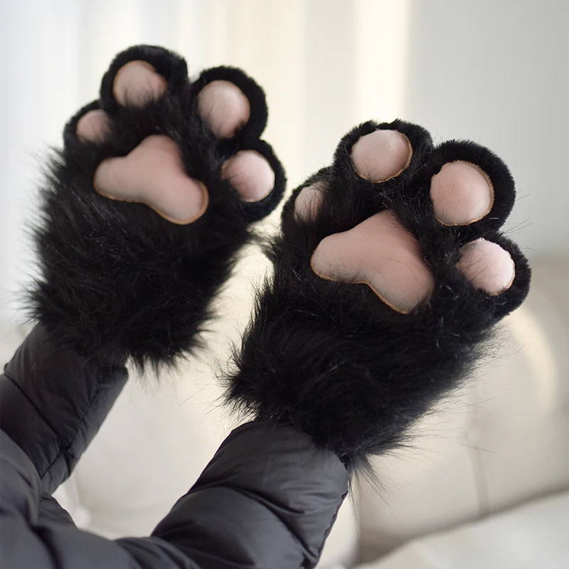 2 ชิ้นฮาโลวีน comic con น่ารัก Furry Paw ถุงมือ Cat Claws กระต่าย Fursuit สัตว์ Claw มือ Lolita สาวชุดคอสเพลย์