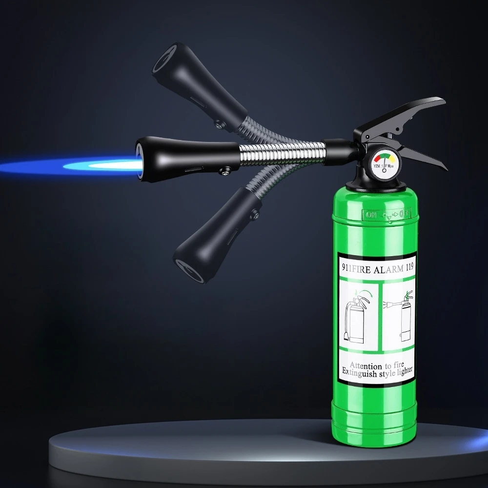 

Outdoor 360 ° Steel Hose Strong Blue Flame Butane Gas Lighter Creative Funny Camping Bbq Kitchen Portable Cigar Lighting Smoking