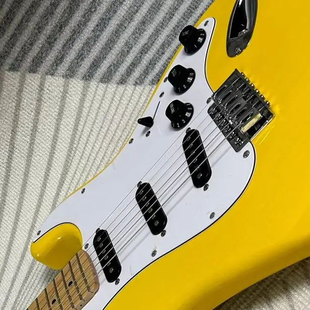 Hot Sale FST Yellow Electric Guitars Maple Fretboard Mahogany Body view 3