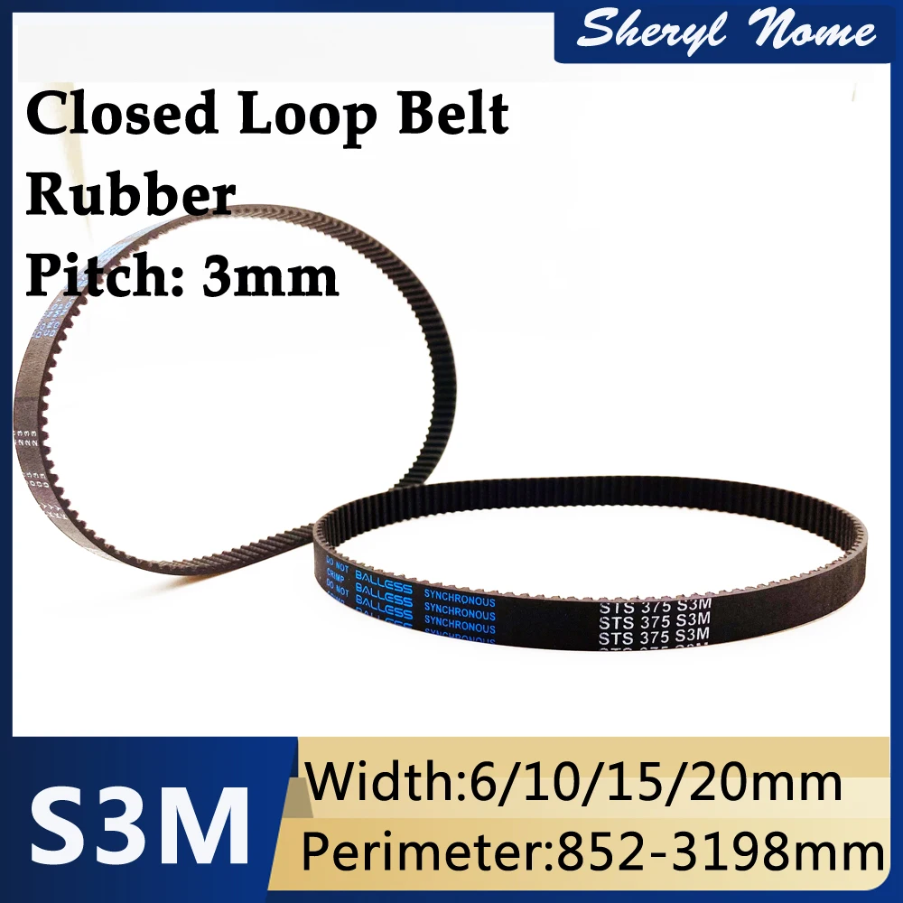 

Laser engraving machine S3M timing belt black rubber gear transmission belt bandwidth 6/10/15/20mm