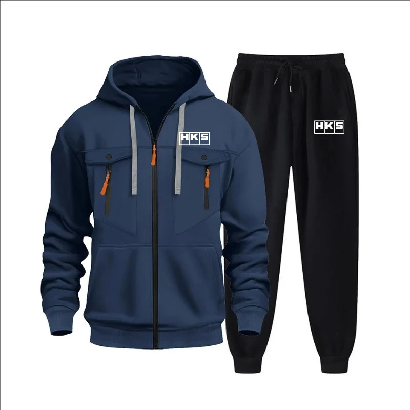 

2025 Spring and Autum New Men's Casual Sports Fashion Zipper Hoodie Set Men's and Women's Running Hoodie and Pants Two Piece Set