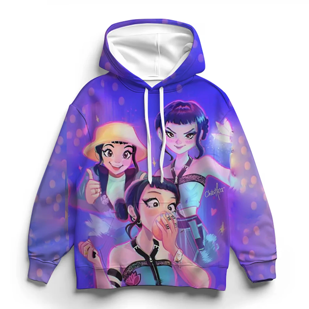 

Толстовки K-pop «Охотники на демонов» для мальчиков и девочек, верхняя одежда с длинными рукавами Saja, пальто с капюшоном и принтом для мальчиков, модный пуловер, детские топы