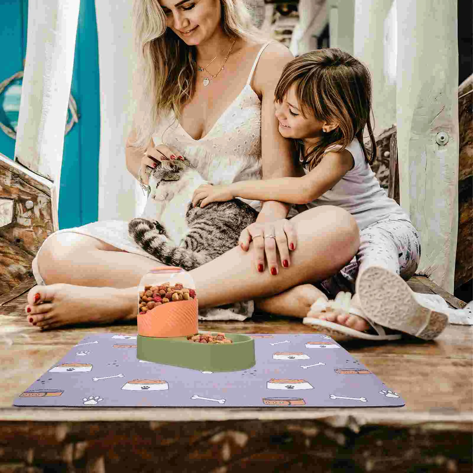 Waterdispenser Mat Hond Kat Voerbak Mat Decoratieve Vloermat Absorberend Huisdierkleed voor Rommelige Drinker hond placemat