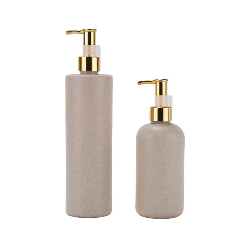 100ML Biodegradable eco friendly plastic wheat straw lotion bottle with bamboo spray cap nozzle cap 30ml 250ml 300ml 400ml 500ml