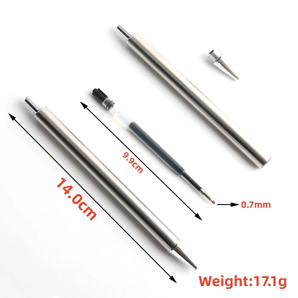 Metal Gel Pen Stainless Steel Push style Gel Pens 0.5mm Blue Black Ink Student School Stationery Supplies  Silver Pen