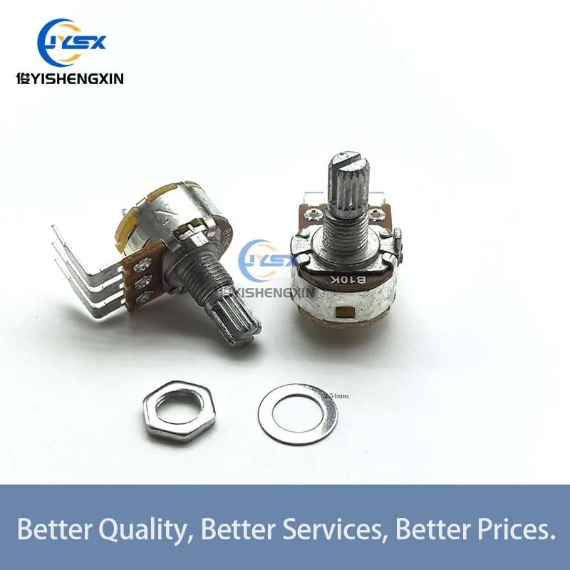 2PCS Single Potentiometer WH148 with switch 15mm B5K B10K B50K B100K B500K For Amplifier Audio 5k 10k 100k 50k 500k