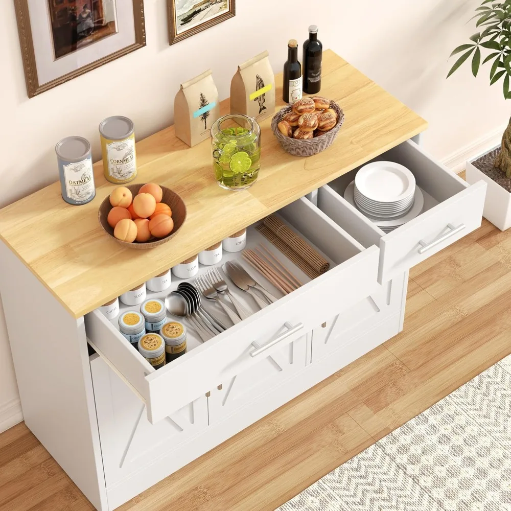 Credenza rustica a 41 ante in stile fienile con contenitore regolabile per caffè e buffet