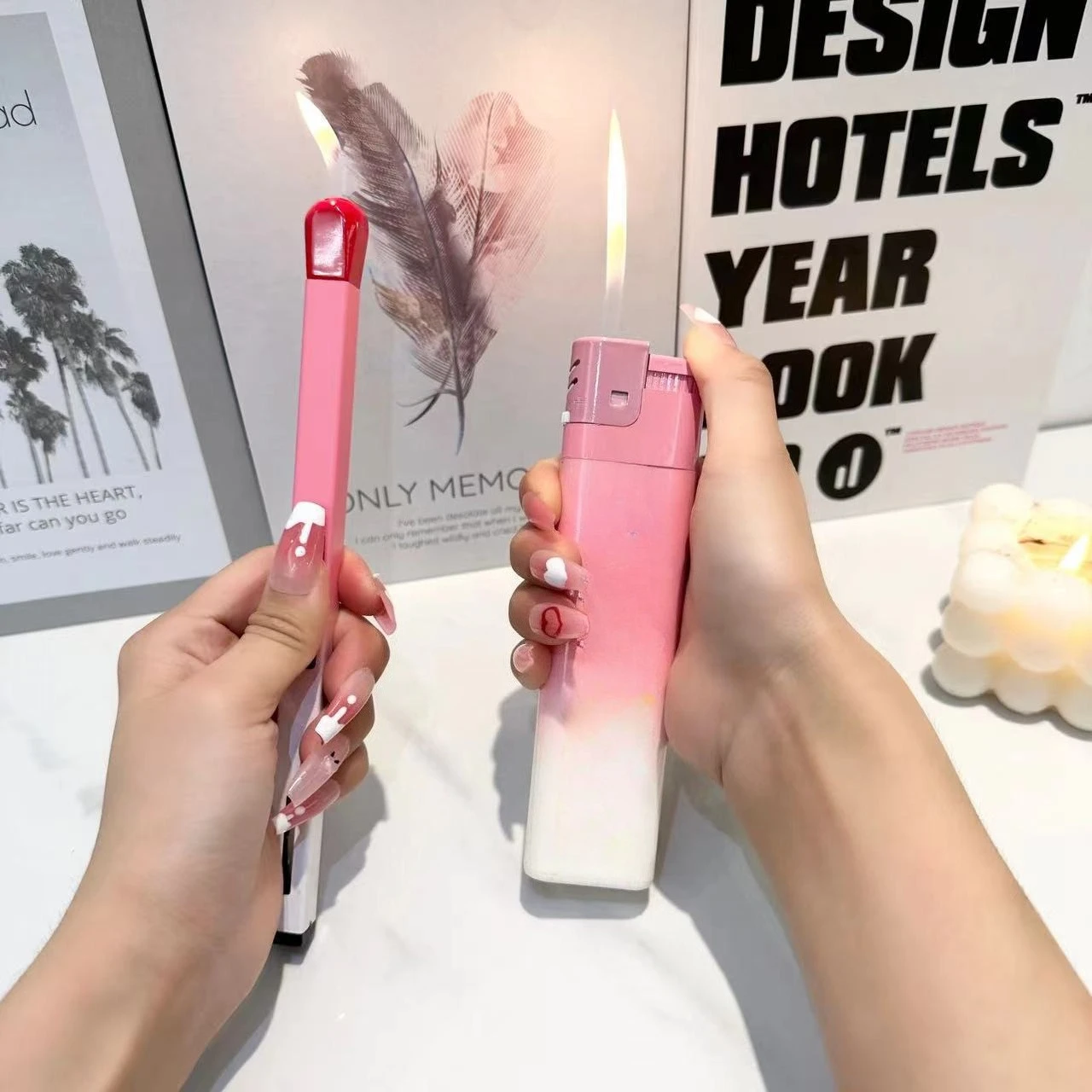 

Outdoor Cartoon Cute Inflatable Extended Matchstick Lighter Aromatherapy Moxibustion Kitchen Camping Lighter Gift