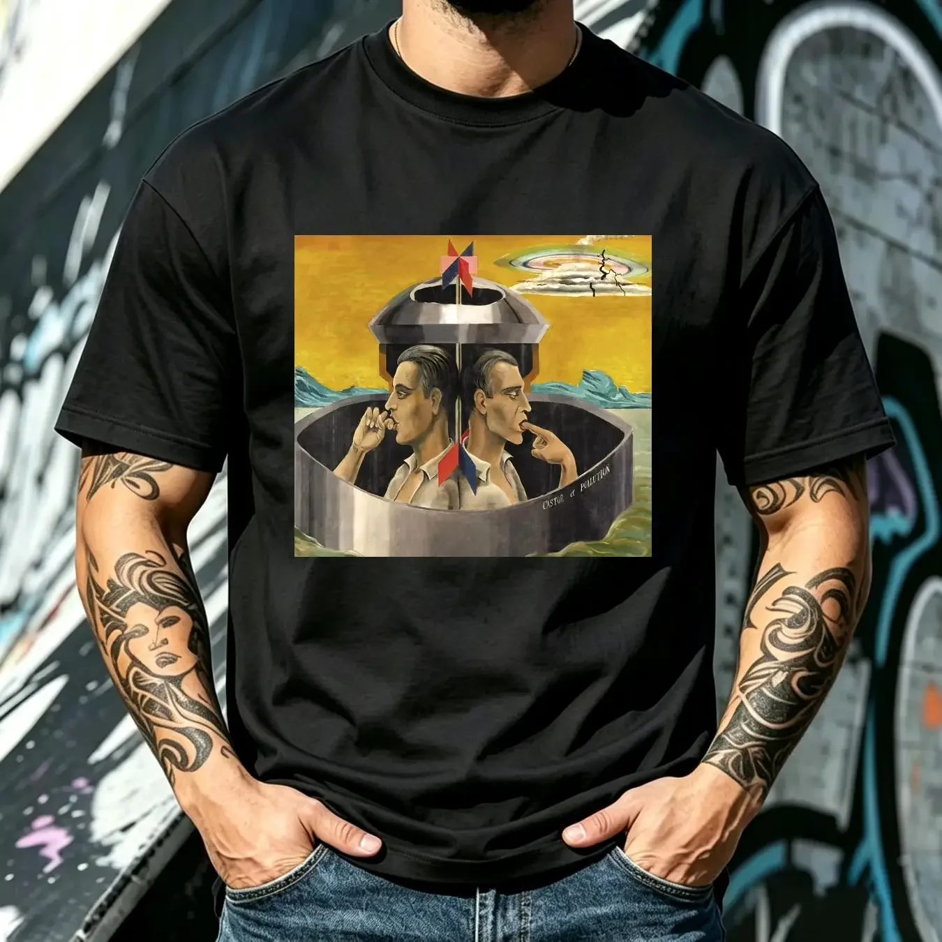 washed T Shirt Castor and Pollution Max Ernst Painting Art Surrealism for Her Him Lover vintage Washed Stretched Slightly