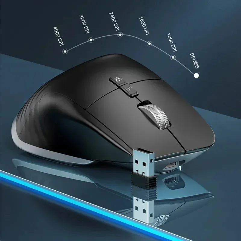 Chuyi M10 2.4G Bluetooth Tri-Mode Mouse Vertical  Wireless Macro Programmable Mute Button 4000 DPI Ergonomic Mice For Laptop PC