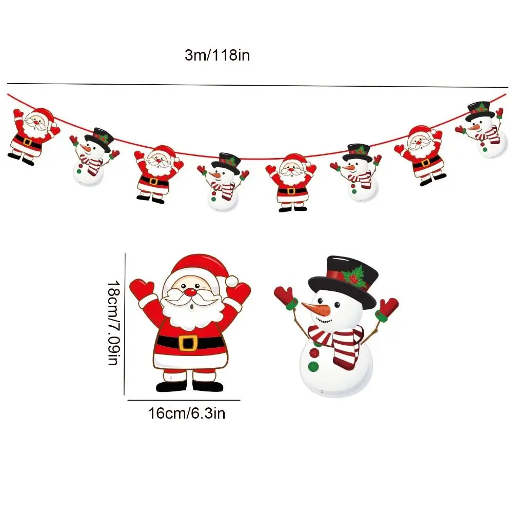 Santa Claus/Snowman/Xmas Tree Santa Claus Pulling Flag Decorative Hanging Christmas Paper Flag Banners Paper
