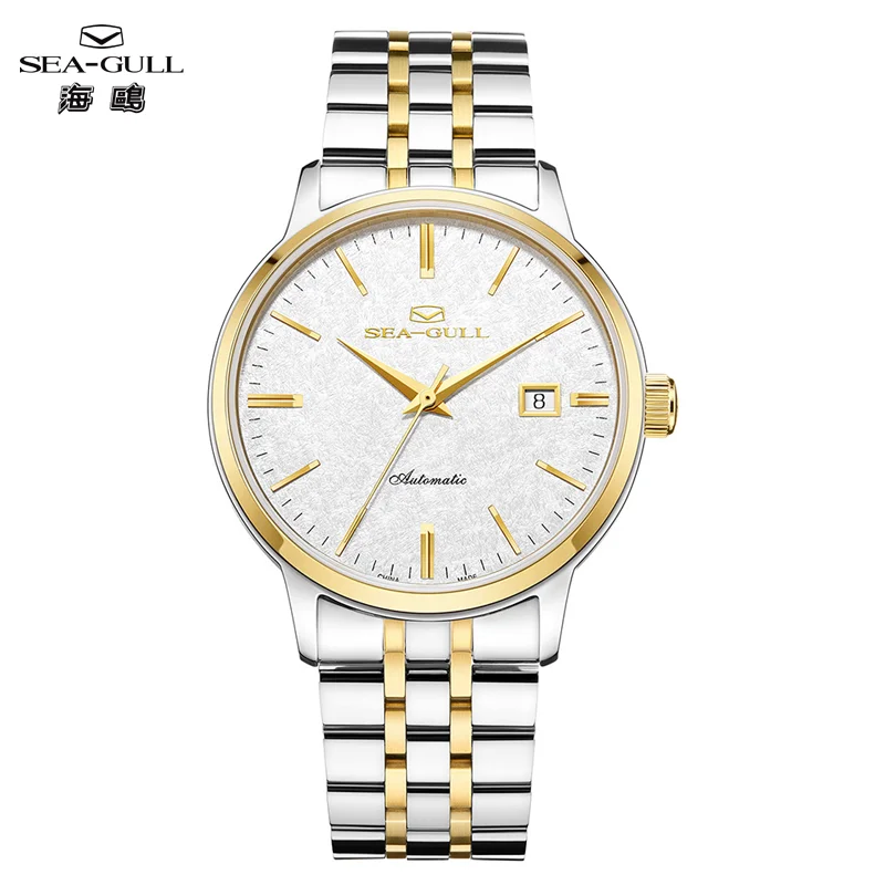 Seagull Watches for Men Golden Dress Watch Lucky Wealthy Case Back Automatic Mechanical Wristwatch 3Bar Waterproof Clock 6188
