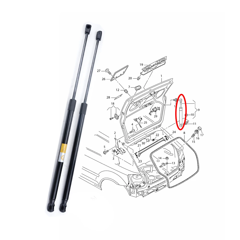 

2pcs Gas Spring of Car Boot For AUDI A3 Sportback 8PA 8P4827552B Tailgate Strut Support Rod Auto Accessories