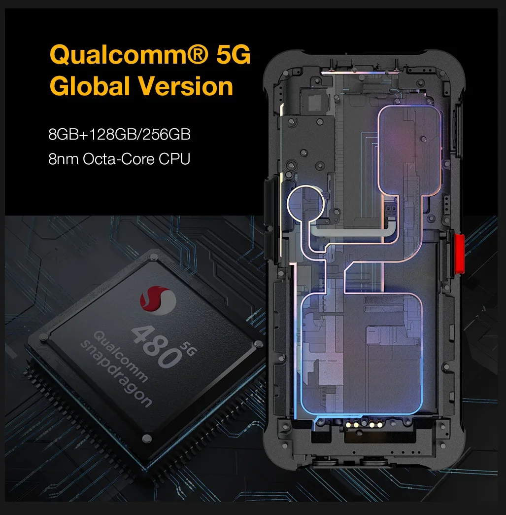 AGM-Glory 5G Rugged Smartphone, 8 + 256GB, 20MP Night Vision, 6,53 "FHD, NFC, Dual SIM,6200mAh Arctic Battery -27 °C 20Hrs