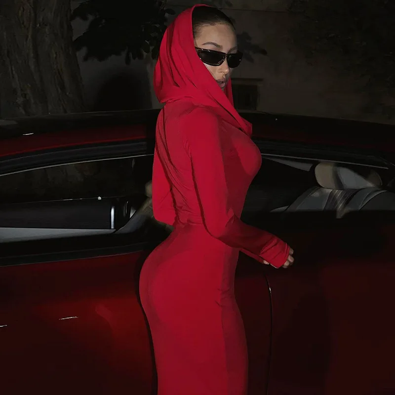 خريف منتج جديد فستان عصري وأنيق ذو غطاء للرأس وأكمام طويلة للبيع بالجملة في السوق الدولية #4