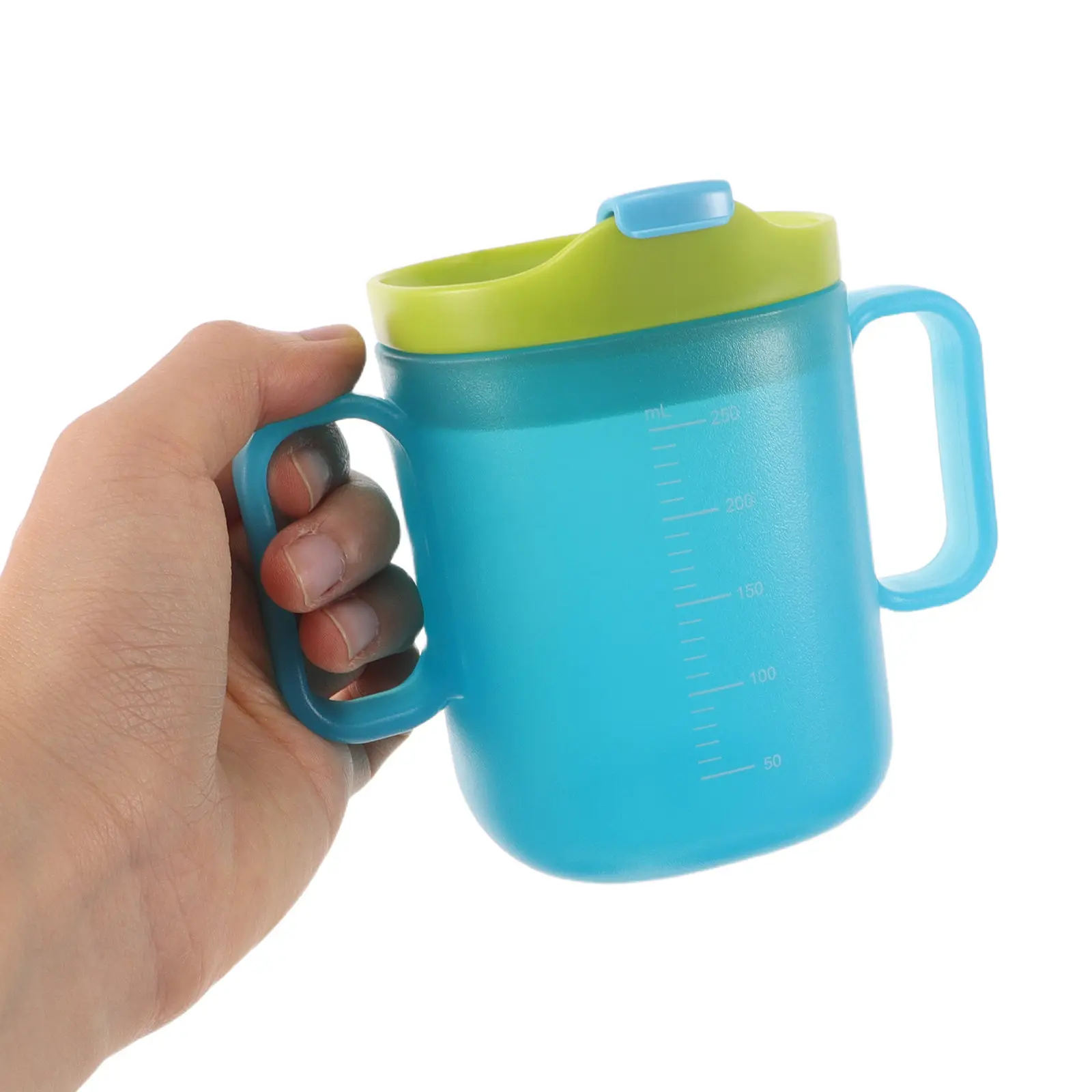 

2Pcs Multifunctional Spillproof Elderly Nursing Straw Drinking Cups 250Ml Sky Blue Graduated Sippy Cups for Water Milk Daily