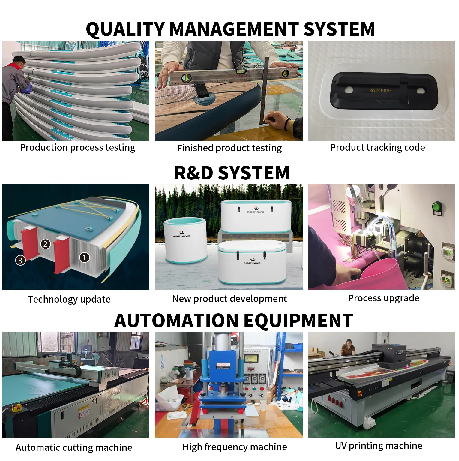 OEM 2025 لوح تزلج على الماء جميع النواحي أسود قابل للنفخ مجداف وقوف مع مادة غرزة قطرة لمياه المحيط
