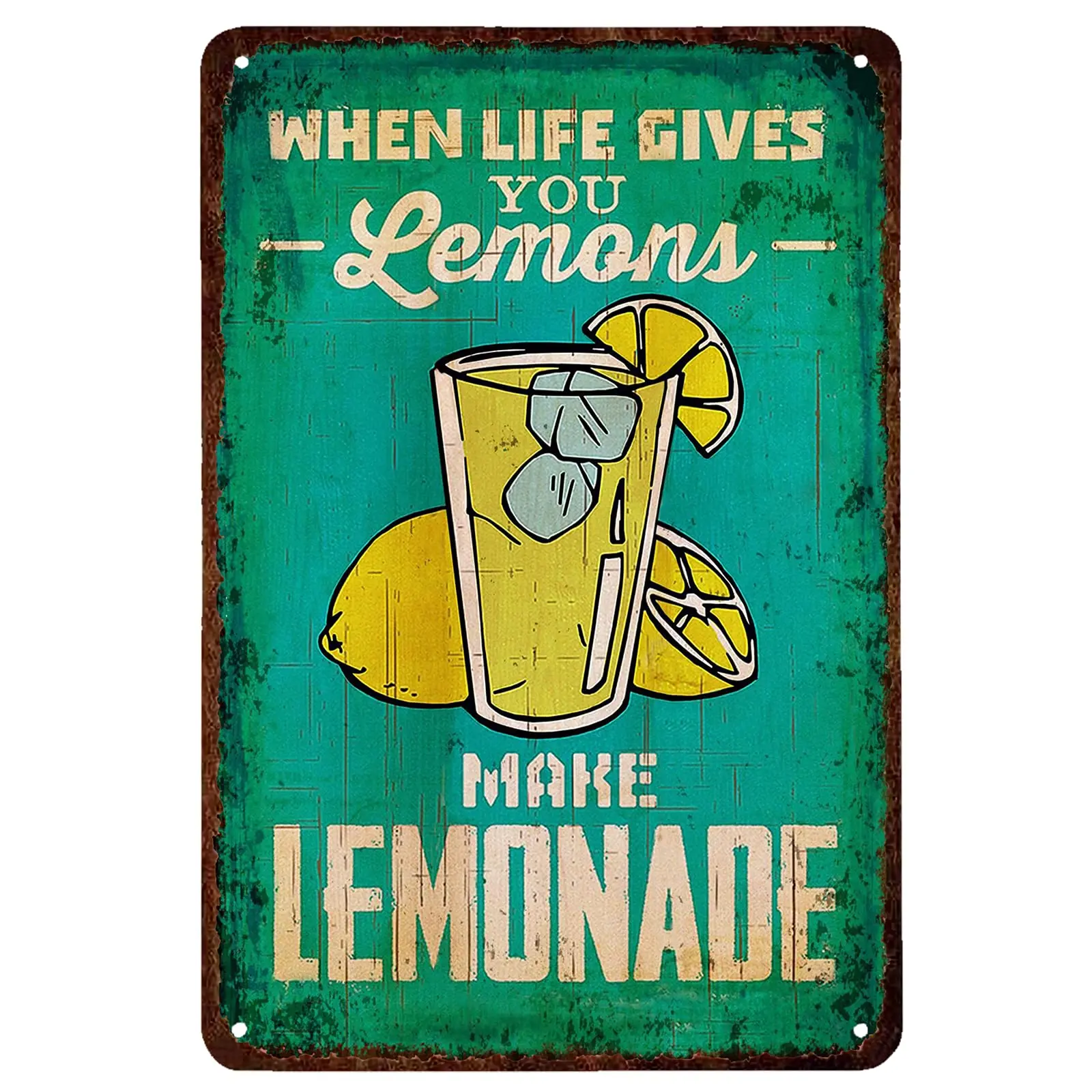 Lemon Decor Tin Sign, When Life Gives You Lemon Make Lemonade Metal Bar Pub Poster -12