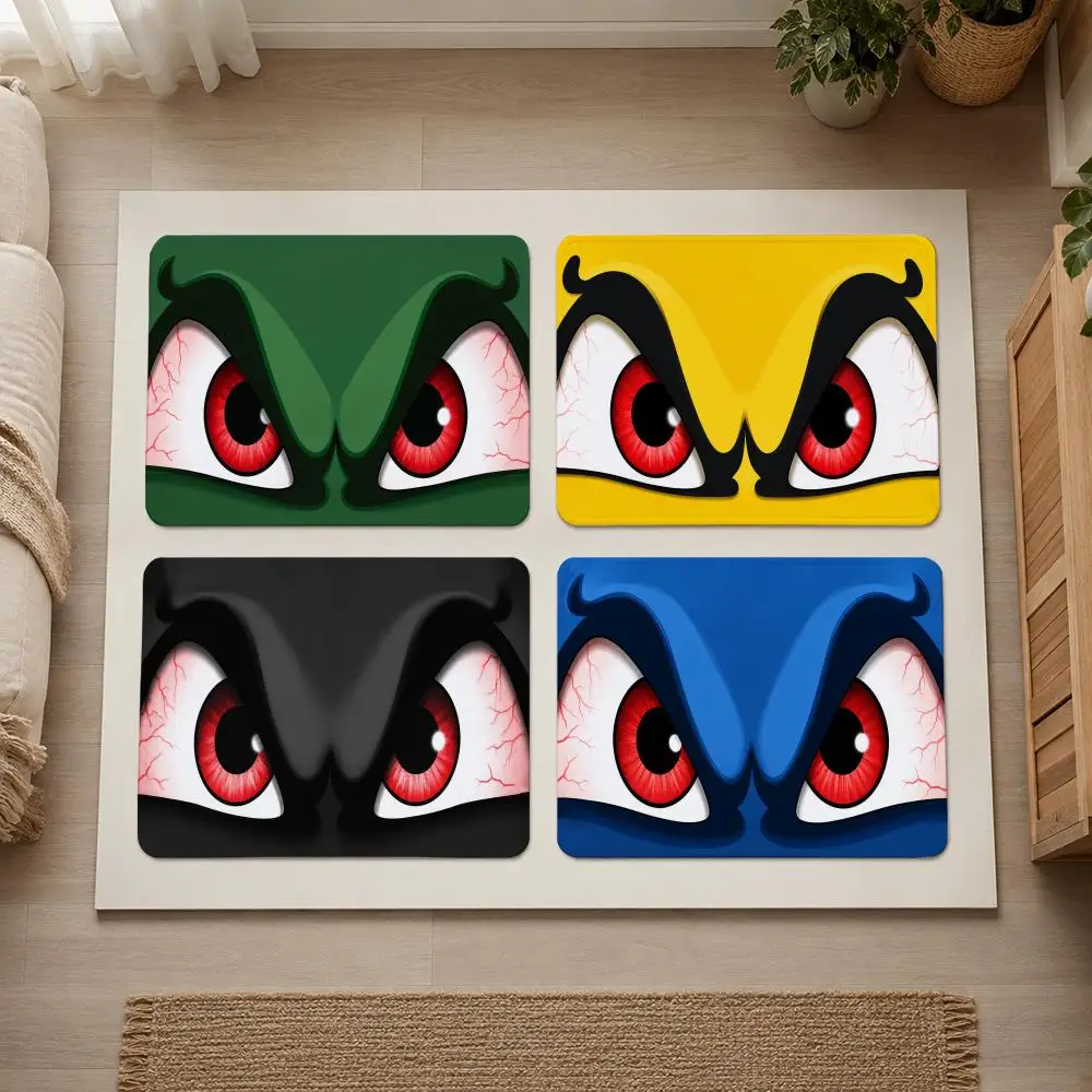 Angry Eyes Floor Mat Flannel Rug Non-Slip Absorbent Soft Washable Floor Mat For Entryway Hallway Bathroom Kitchen Decor