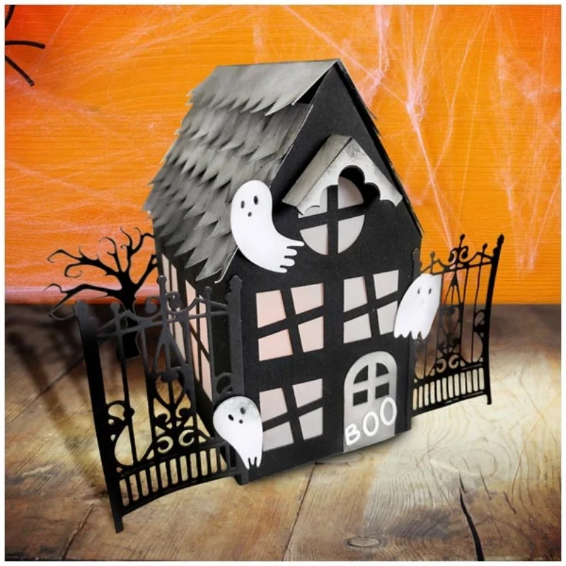 DIY TheThe Haunted House Lantern Die Set Halloween Metal Cutting Dies Scrapbooking Embossing Frame Card Craft Christmas Crafts