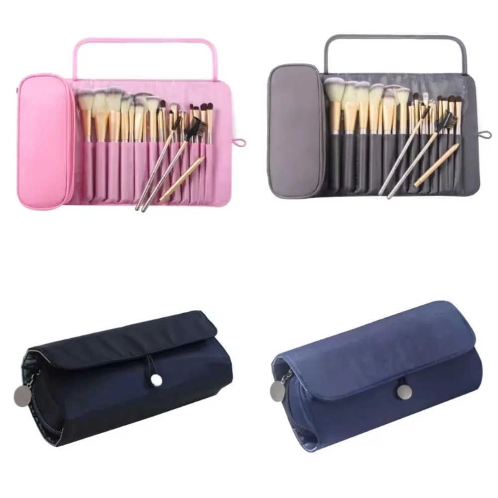 Waterproof Makeup Brush Bag Rolling Bags Large Capacity Makeup Brush Holder Dust-proof Save Space Nylon Makeup Case Women