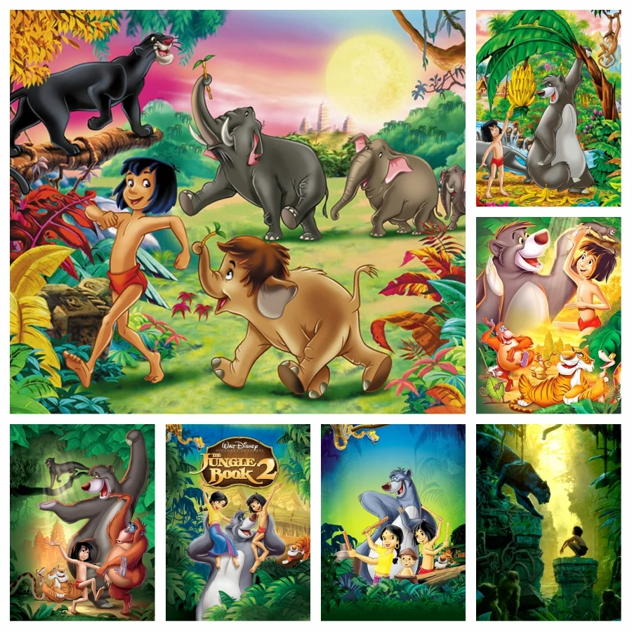 The Jungles Book Disney Movie 5d Diy Diamond Painting Classical Mowgli And Baloo Bagheera Cartoon Cross Stitch Home Decor Gift