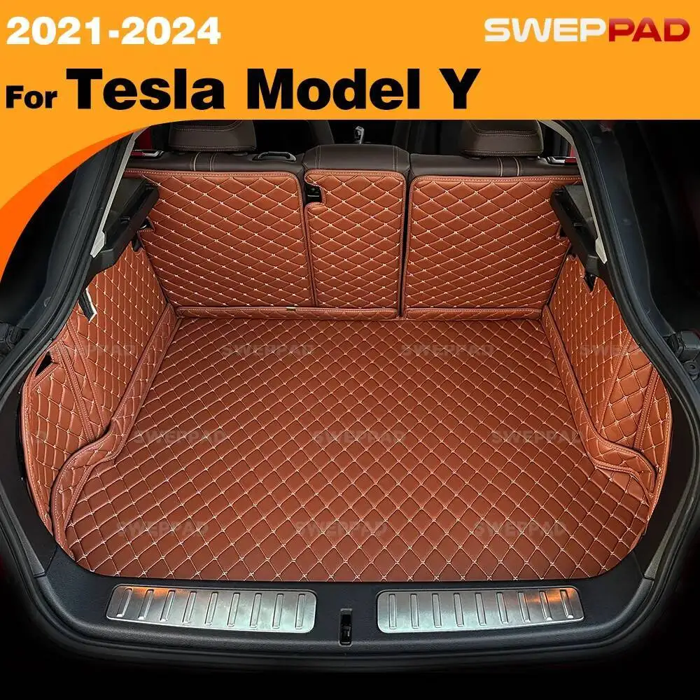 

Для Tesla Model Y 2021-2024 23 22, автоматический коврик для багажника с полным покрытием, автомобильный защитный коврик, грузовой вкладыш, аксессуары для интерьера