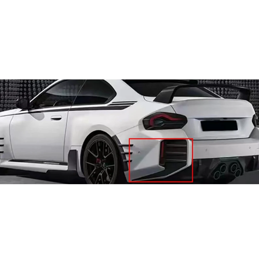 

For BMW M2 G87 2022+ Bright Black Bumper Splitter Fog Light Cover Air Vent Trim Side Outlet Intake Frame glossy black body kit