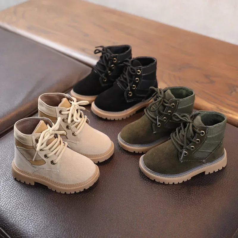 Botas Autumn Spring Casual Sneakers Boots Baby Kids Short Boot Boys Shoes Child Side Zipper Solid Color Boot Toddler Desert Shoe