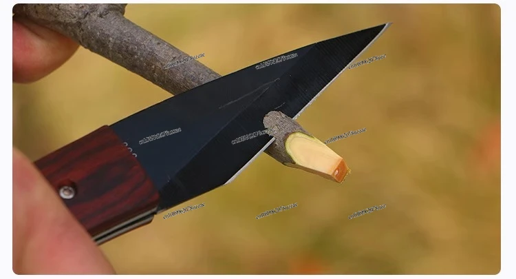 Folding Wooden Handle Pruning Grafting Knife, Special Steel Sharp Folding Grafting Scissors, Gardening