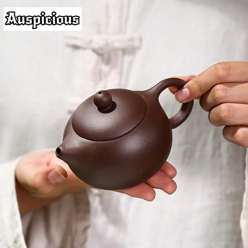 

180ml Exquisite Yixing Purple Clay Teapots Handmade Xishi Pot Raw Ore Purple Mud Kettle Chinese Zisha Tea Set For Tea Ceremony