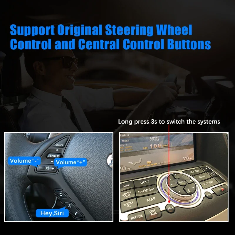 Wireless CarPlay Android Auto for infiniti G35 Low G37 model QX60 Mirror Aftermarket CarPlay Retroft Multimedia Navigation